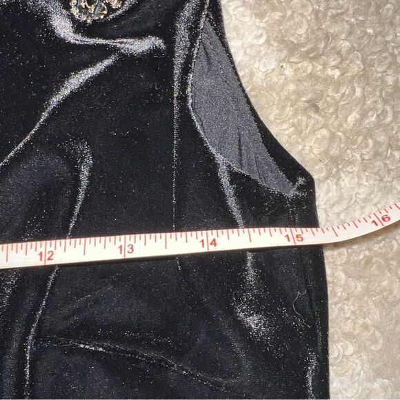 White House Black Market size S Elegant Black Dress with Gold Embroidery - Picture 5 of 8